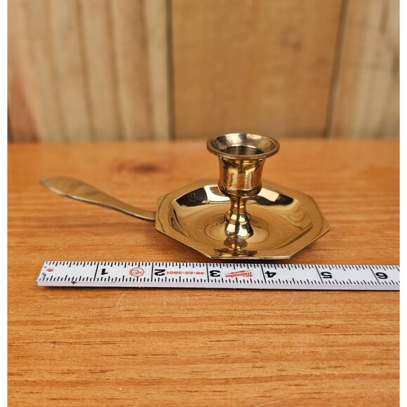 Vintage Brass Candlestick Holder with Handle - Picture 4 of 7
